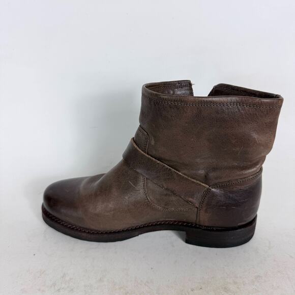 Frye Veronica Ankle Boots Women's 8 Brown Leather Pull-On Round Toe Buckle - Picture 6 of 10